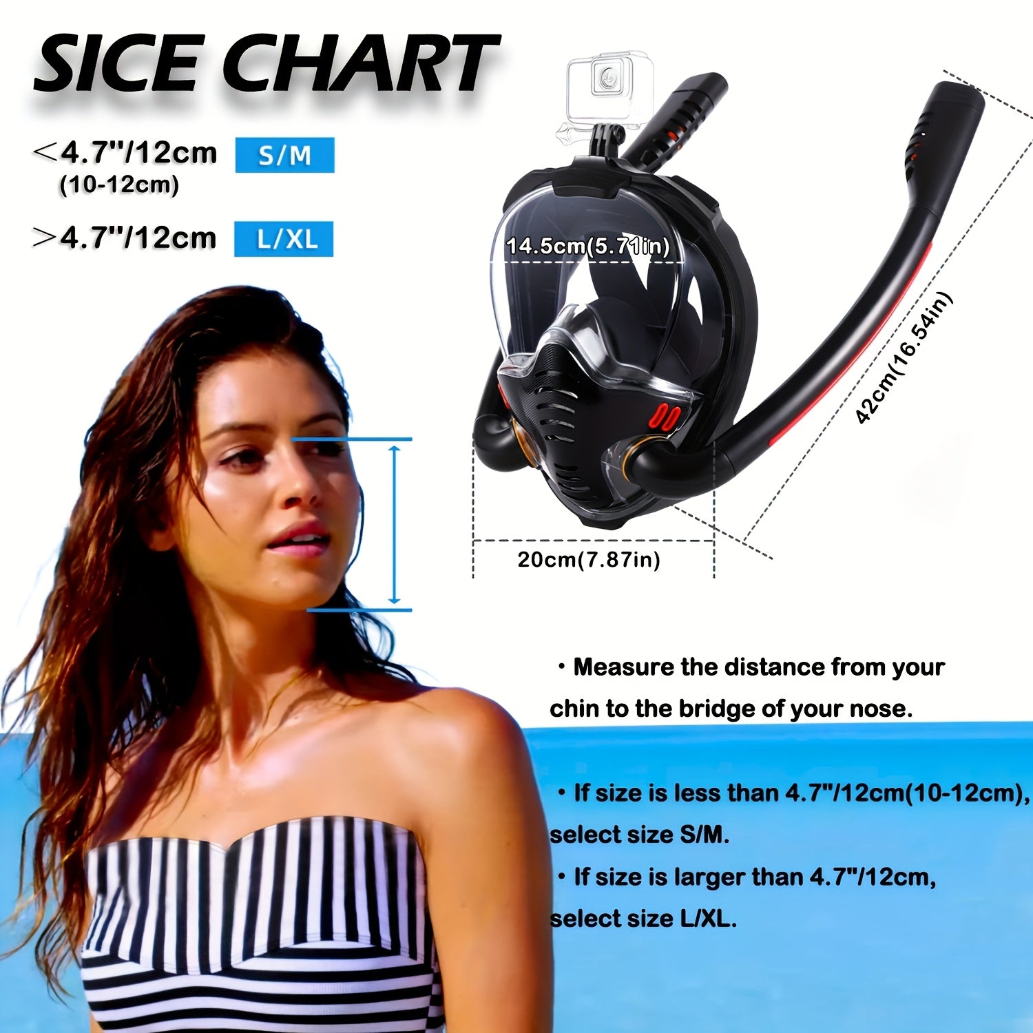 Full Face Snorkel Mask Set with Flippers TM