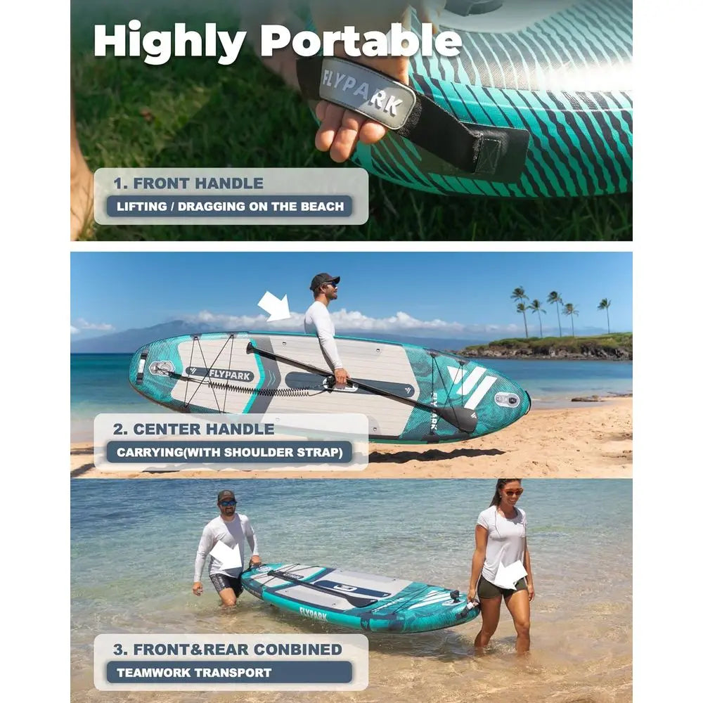 Family-Friendly 35 Wide Stable SUP Paddleboard, Supports 430lbs, for 3 People, with Camera Mount & Shoulder Strap Fit Island Store