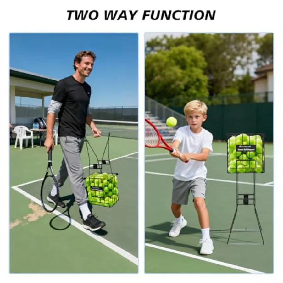 Tennis Ball Hopper Collector with 80-Ball Capacity for Easy Pick-up and Storage Durable Nylon Construction in Bright Yellow Fit Island Store