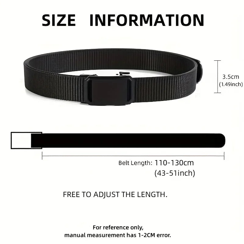 New Automatic Buckle Belt, Canvas Tactical Workwear Casual Outdoor Military Training Pants Belt For Men Fit Island