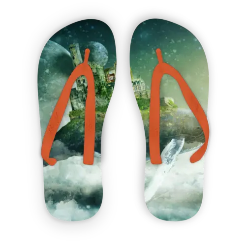 Flying Over The World Adult Flip Flops Fit Island