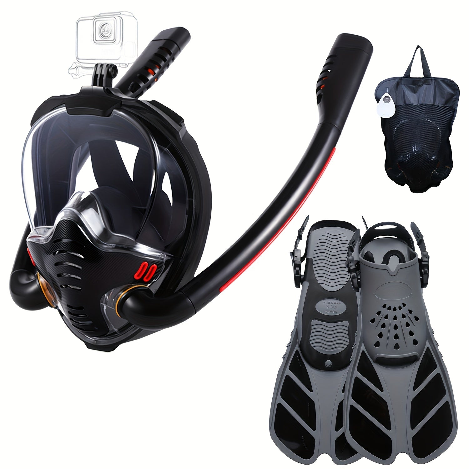 Full Face Snorkel Mask Set with Flippers TM
