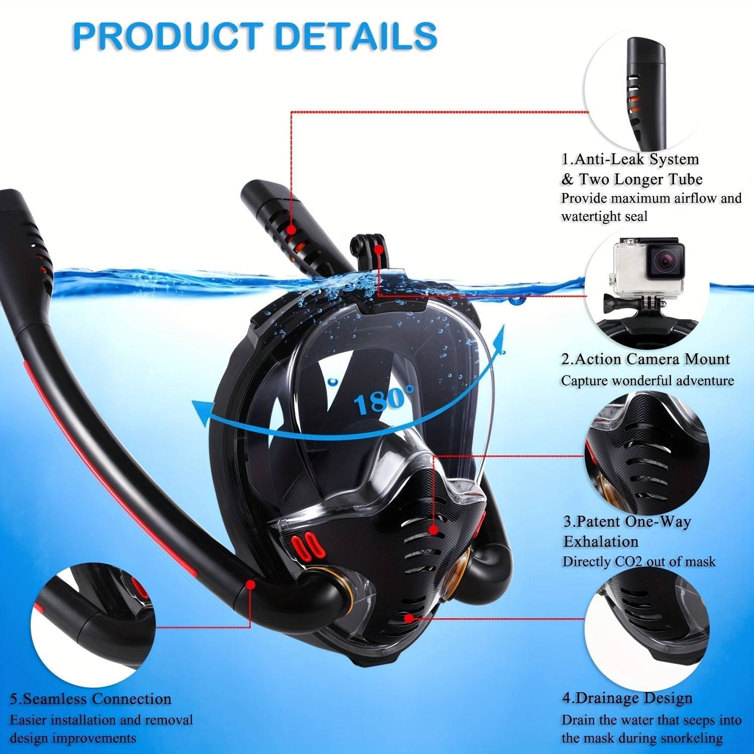 Full Face Snorkel Mask Set with Flippers TM
