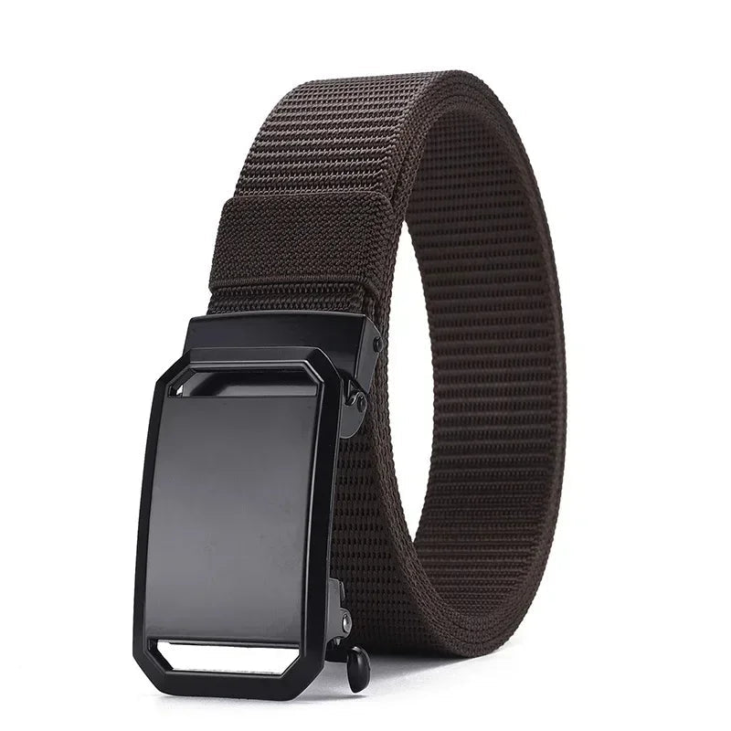 New Automatic Buckle Belt, Canvas Tactical Workwear Casual Outdoor Military Training Pants Belt For Men Fit Island