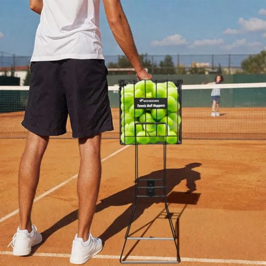 Tennis Ball Hopper Collector with 80-Ball Capacity for Easy Pick-up and Storage Durable Nylon Construction in Bright Yellow Fit Island Store