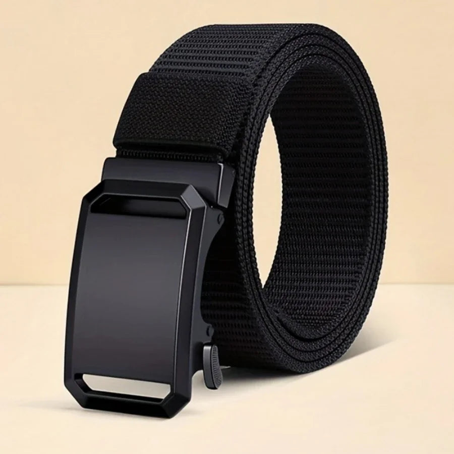 New Automatic Buckle Belt, Canvas Tactical Workwear Casual Outdoor Military Training Pants Belt For Men Fit Island