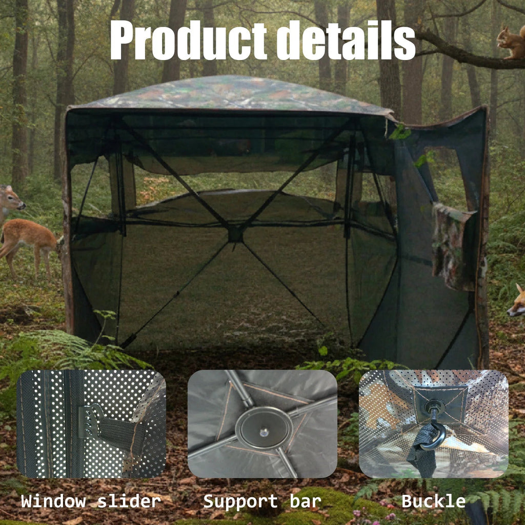 Camouflage Pop-Up Hunting Blind Easy Setup Ground Shelter Outdoor Camo Blind with Storage for Deer Turkey Duck Archery Season Fit Island