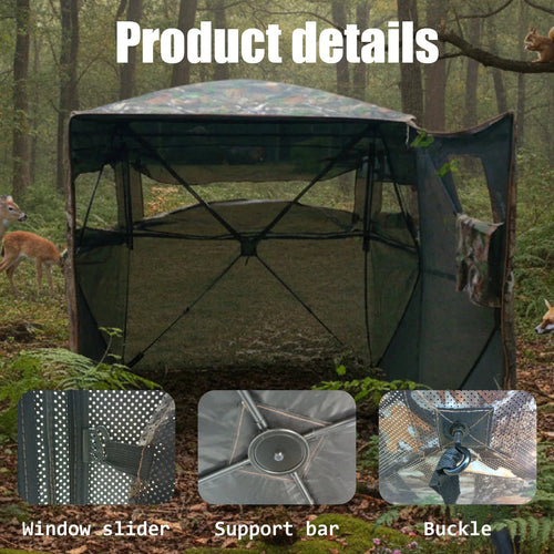 Camouflage Pop-Up Hunting Blind Easy Setup Ground Shelter Outdoor Camo Blind with Storage for Deer Turkey Duck Archery Season Fit Island