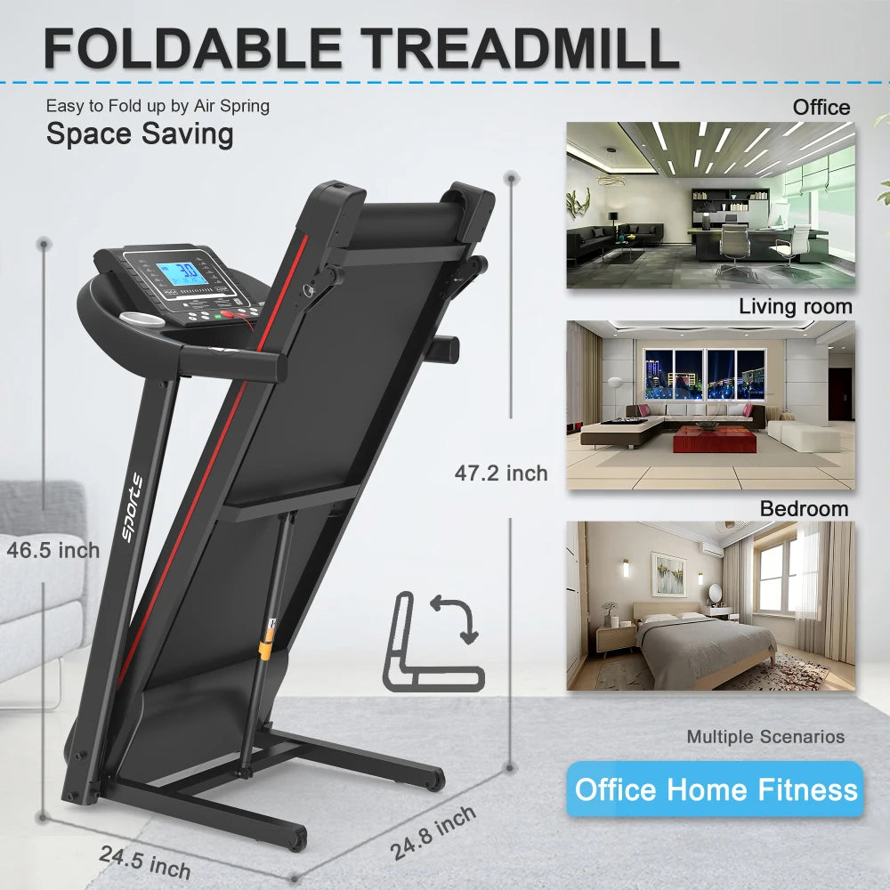 Fitshow App Foldable Incline Treadmill: Electric Walk/Run,5" LCD,250LB,Bluetooth Music Fit Island Store