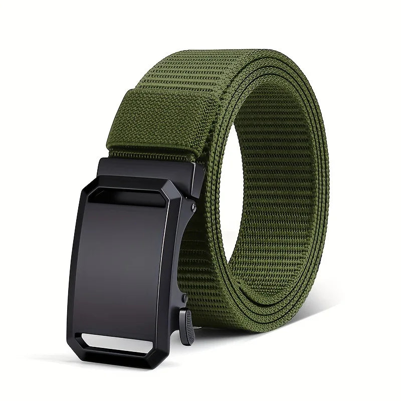 Men's Belt With Automatic Metal Buckle , Outdoor Working Tactical Belt ,Toothless Automatic Buckle For sports canvas Belts Fit Island