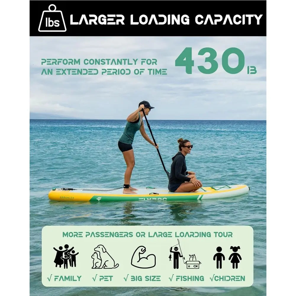 11' x 35 Wide-Capacity Inflatable Paddleboard for 3 Adults, 430lb Support, with EVA Deck, 5 Handles, and 100L Bag Fit Island Store