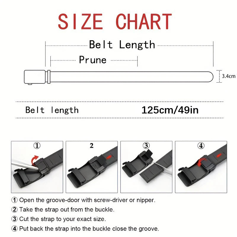 Men's Belt With Automatic Metal Buckle , Outdoor Working Tactical Belt ,Toothless Automatic Buckle For sports canvas Belts Fit Island