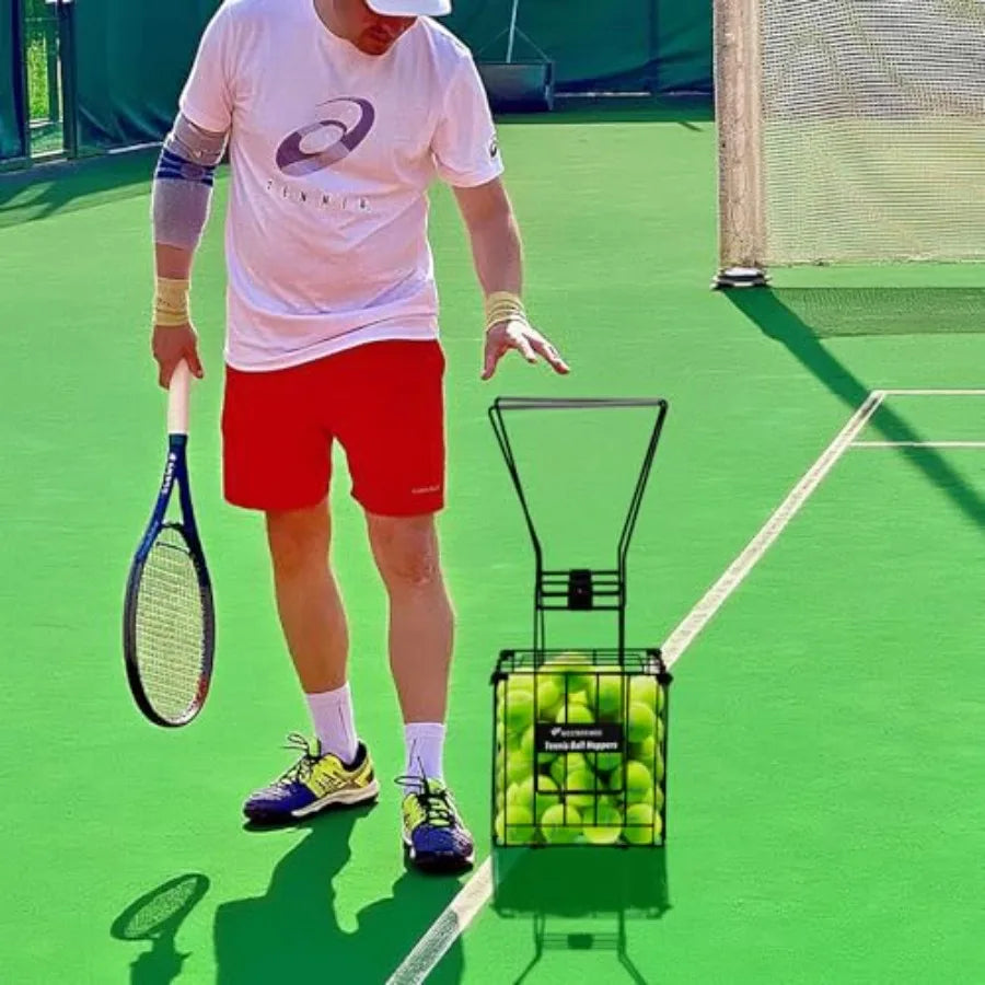 Tennis Ball Hopper Collector with 80-Ball Capacity for Easy Pick-up and Storage Durable Nylon Construction in Bright Yellow Fit Island Store
