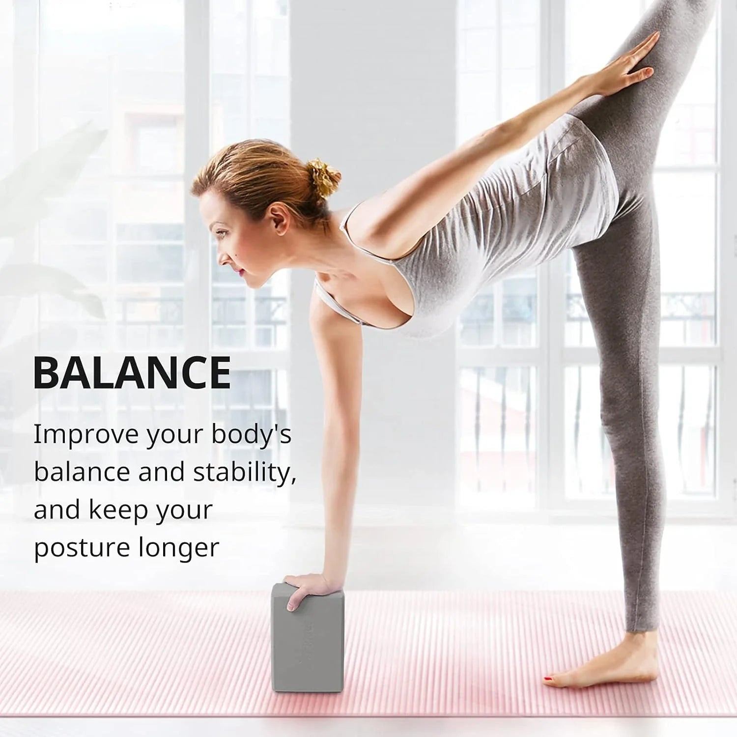 NNETM Set of 2 Premium Odor-Resistant Foam Yoga Blocks (Grey) NNETM