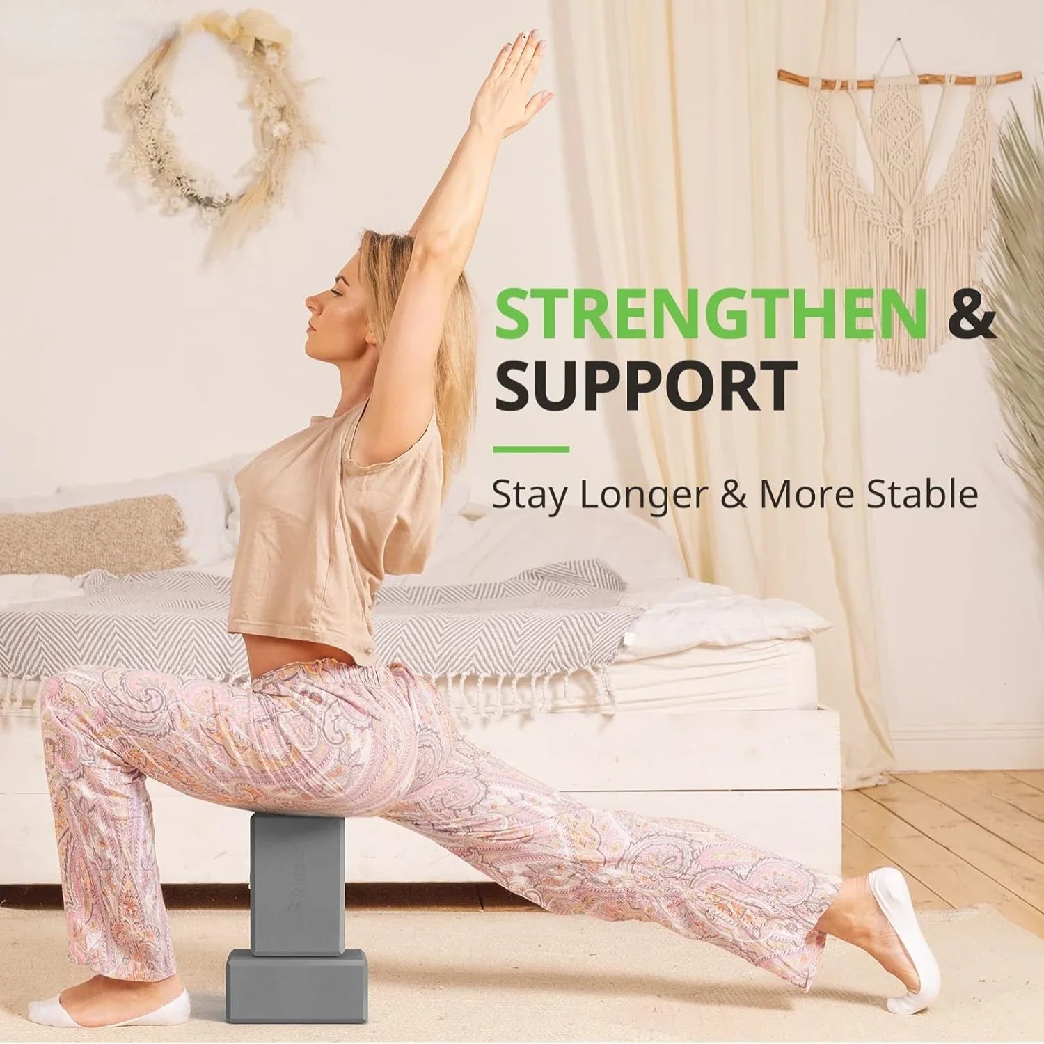 NNETM Set of 2 Premium Odor-Resistant Foam Yoga Blocks (Grey) NNETM