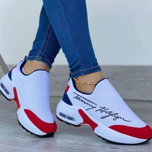 Casual Breathable Wedges Ladies Walking Sneakers Flat Women Shoes Fit Island