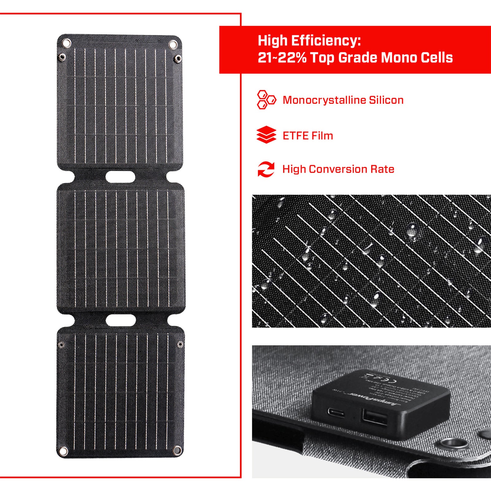 NNEDSZ 21W Solar Panel Portable Charger JumpsPower Power Generator Foldable NNEDSZ