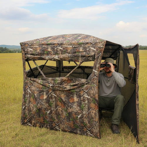 Camouflage Pop-Up Hunting Blind Easy Setup Ground Shelter Outdoor Camo Blind with Storage for Deer Turkey Duck Archery Season Fit Island
