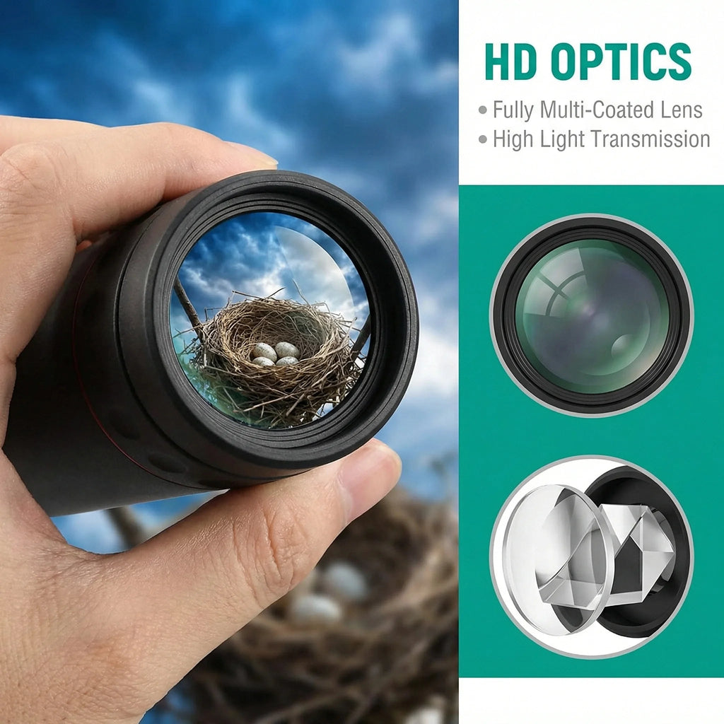 2000x25 HD Monocular Telescope: Mini Portable, for Outdoor Camping, Hunting & Birdwatching Fit Island