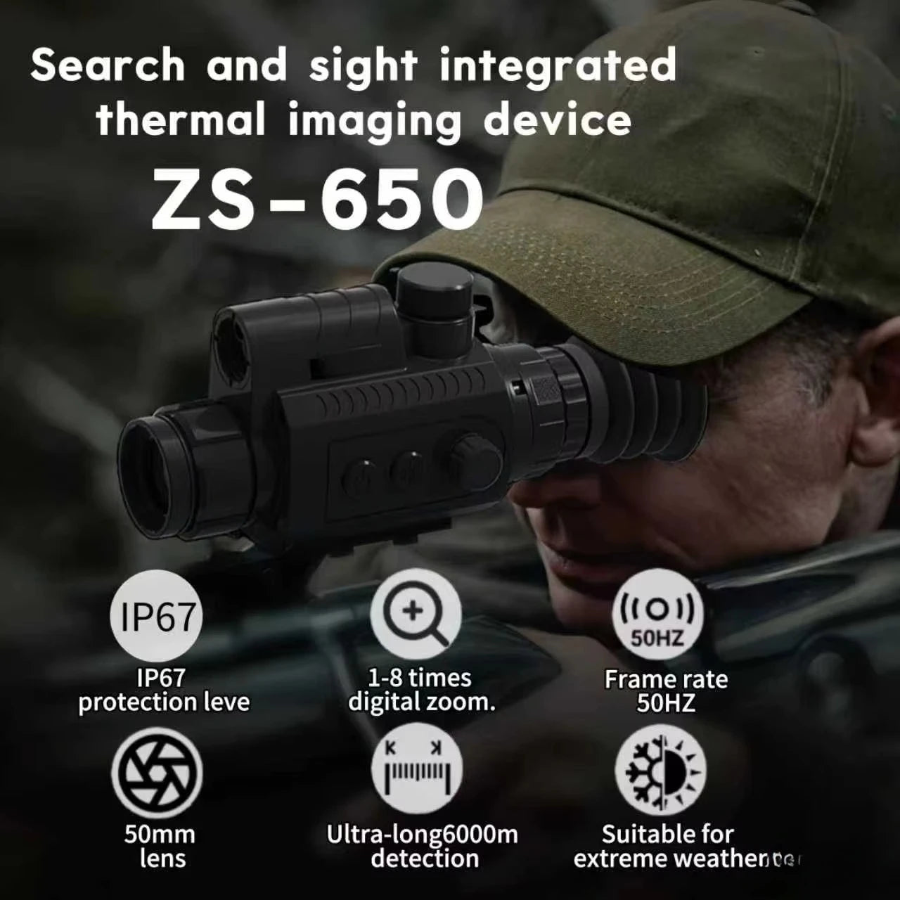 RJ ZS-650 waterproof thermal imaging sight with 5000 m rangefinder night vision sight for hunting and tactical use Fit Island Store