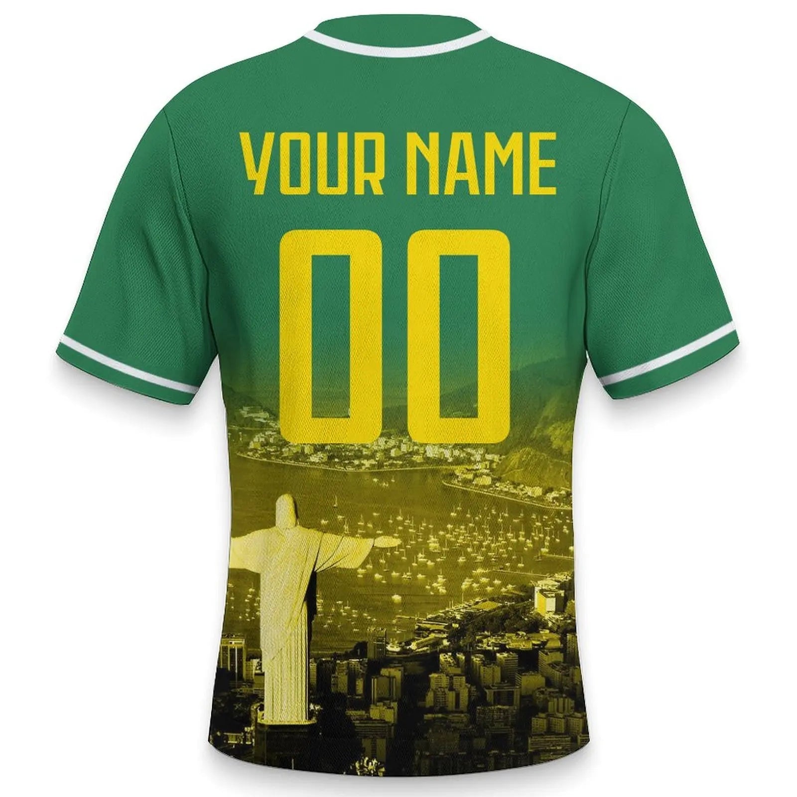 Men's Brazil Custom Baseball Jersey Personalized Name Number Comfort Shirt with City Night View for Baseball Fans Gift Fit Island Store