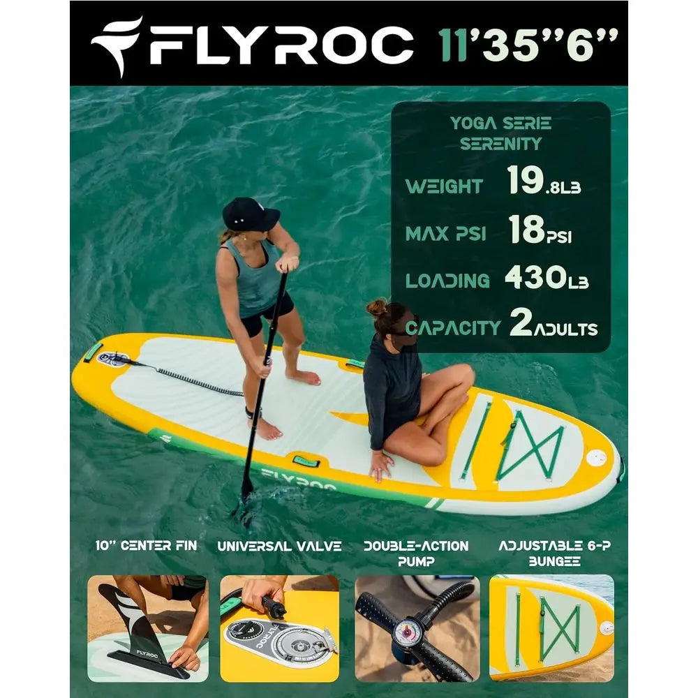 11' x 35 Wide-Capacity Inflatable Paddleboard for 3 Adults, 430lb Support, with EVA Deck, 5 Handles, and 100L Bag Fit Island Store