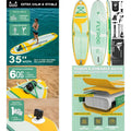 11' x 35 Wide-Capacity Inflatable Paddleboard for 3 Adults, 430lb Support, with EVA Deck, 5 Handles, and 100L Bag Fit Island Store