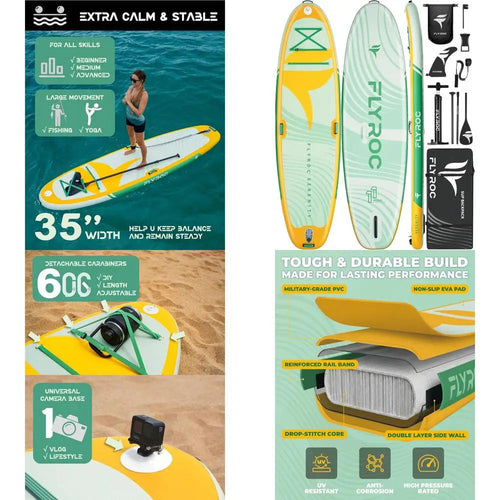 11' x 35 Wide-Capacity Inflatable Paddleboard for 3 Adults, 430lb Support, with EVA Deck, 5 Handles, and 100L Bag Fit Island Store