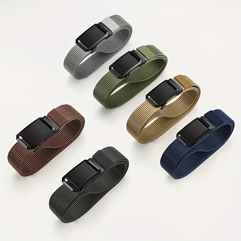 Men's Belt With Automatic Metal Buckle , Outdoor Working Tactical Belt ,Toothless Automatic Buckle For sports canvas Belts Fit Island