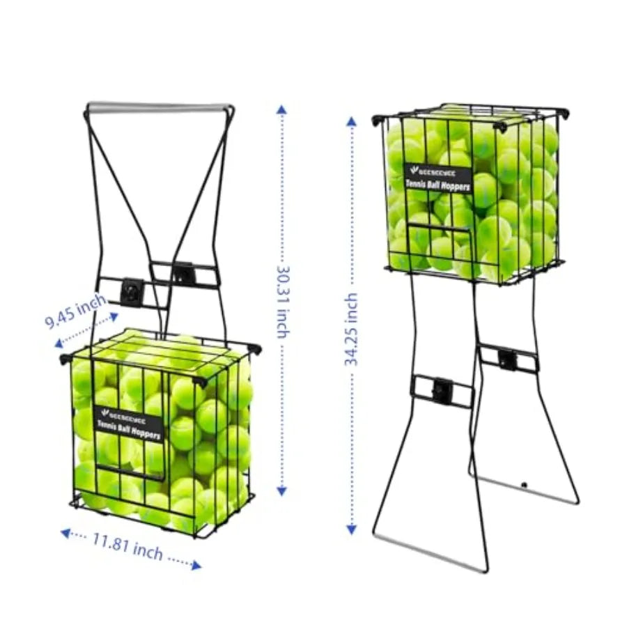 Tennis Ball Hopper Collector with 80-Ball Capacity for Easy Pick-up and Storage Durable Nylon Construction in Bright Yellow Fit Island Store