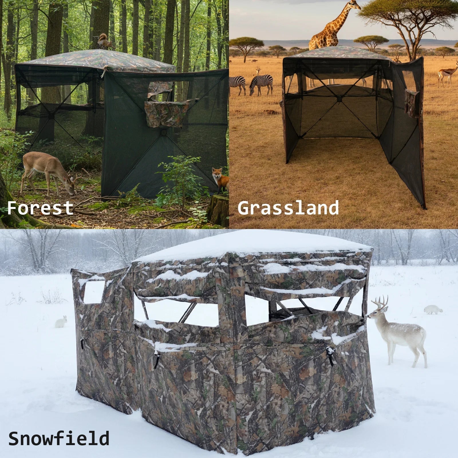 Camouflage Pop-Up Hunting Blind Easy Setup Ground Shelter Outdoor Camo Blind with Storage for Deer Turkey Duck Archery Season Fit Island