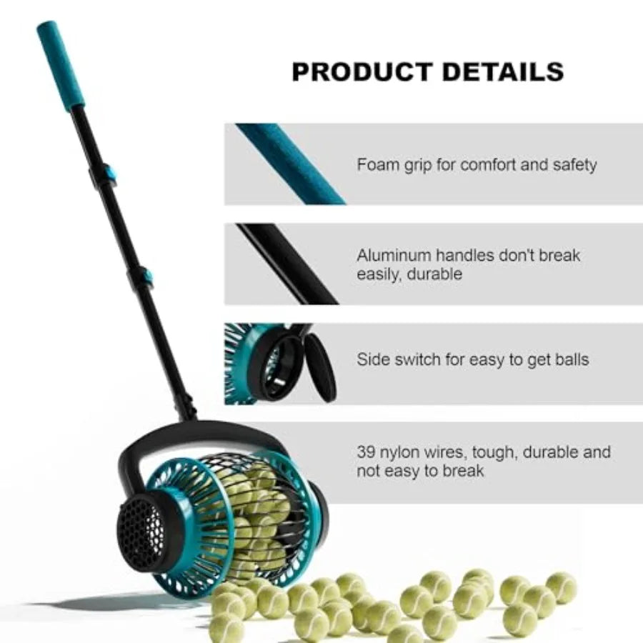 Tennis Ball Collector Roller No Bending Over Quick Rolling Picker 2 Ways to Get the Ball Telescopic Tennis Ball Picker for 1.5- Fit Island Store