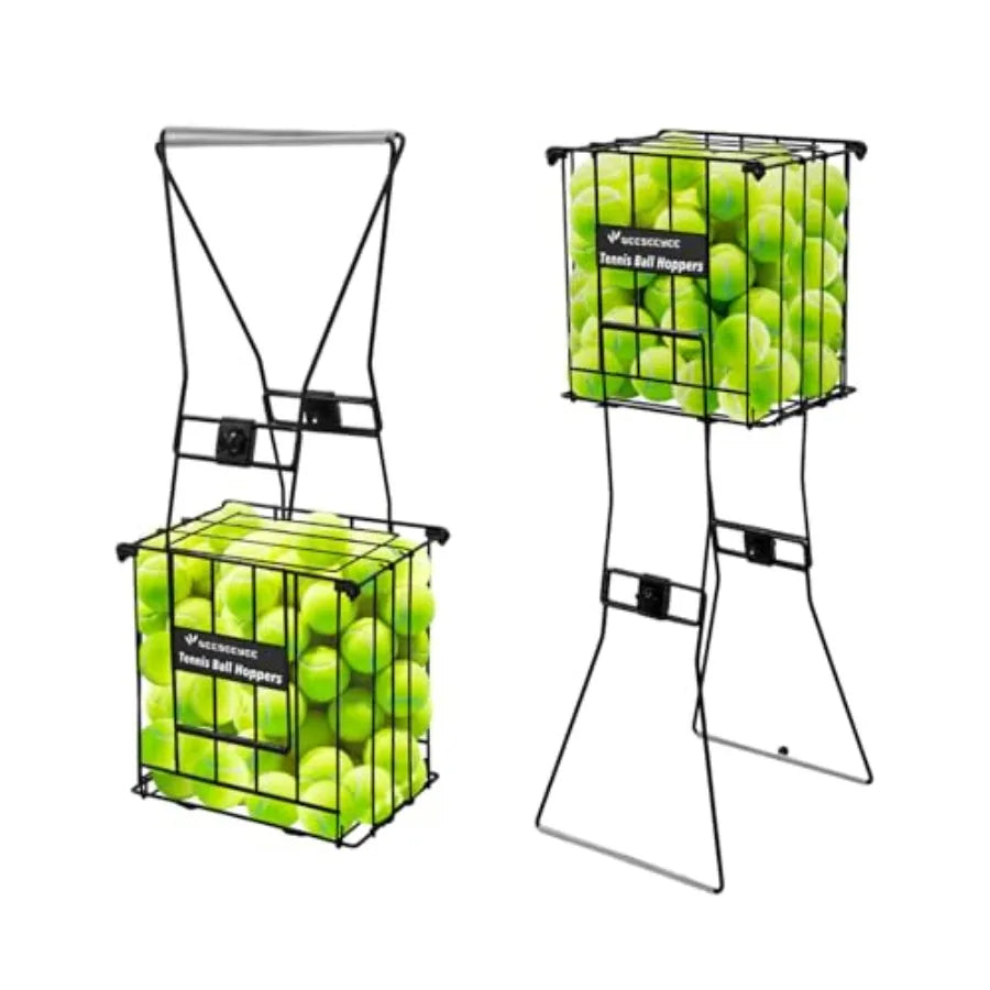 Tennis Ball Hopper Collector with 80-Ball Capacity for Easy Pick-up and Storage Durable Nylon Construction in Bright Yellow Fit Island Store