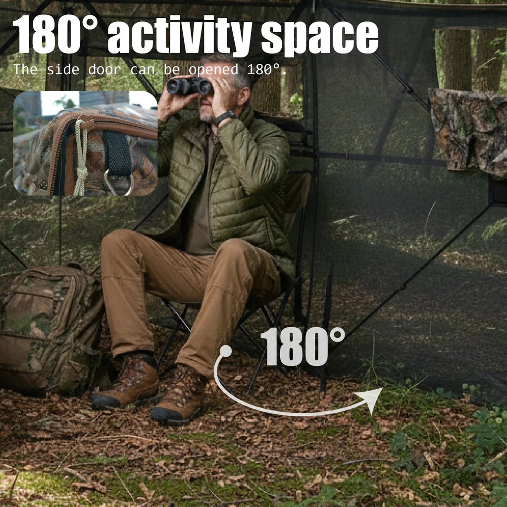 Camouflage Pop-Up Hunting Blind Easy Setup Ground Shelter Outdoor Camo Blind with Storage for Deer Turkey Duck Archery Season Fit Island