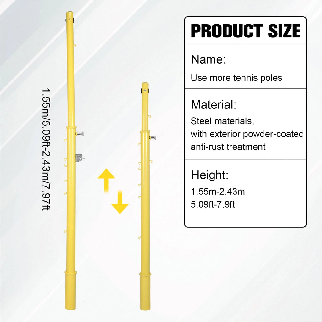 Pickleball Net Poles Stand Ground Inserted Adjustable 6 Heights of 5.09ft-7.97ft for Adults Stadium Garden Fit Island Store