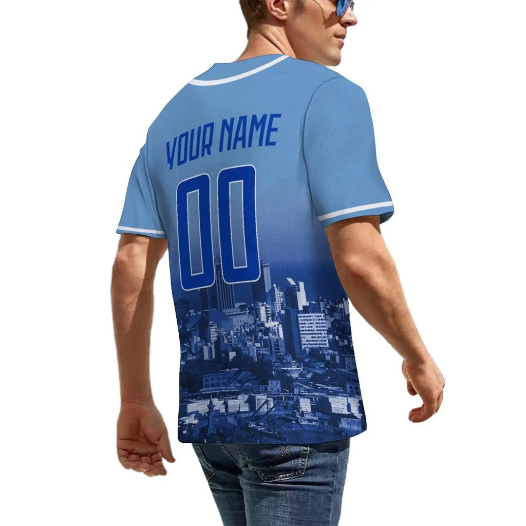 Men's Montenegro Custom Baseball Jersey Personalized Name Number Comfort Shirt with City Night View for Baseball Fans Gift Fit Island Store