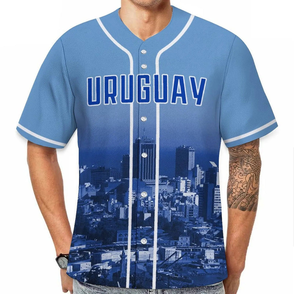Men's Montenegro Custom Baseball Jersey Personalized Name Number Comfort Shirt with City Night View for Baseball Fans Gift Fit Island Store