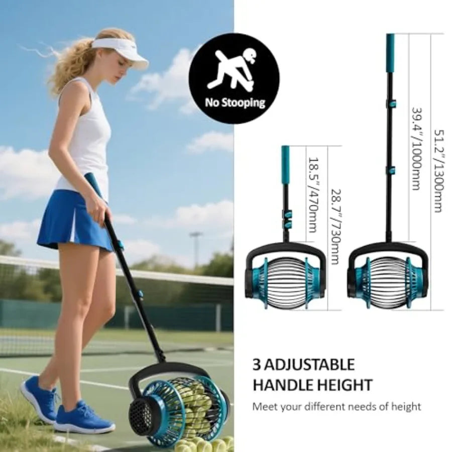 Tennis Ball Collector Roller No Bending Over Quick Rolling Picker 2 Ways to Get the Ball Telescopic Tennis Ball Picker for 1.5- Fit Island Store