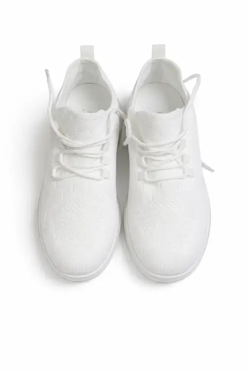 White Mesh Lace-Up Sneakers Fit Island